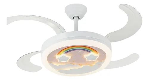 Ventilador de techo retractil infantil con luz y control estrella y arcoiris110000