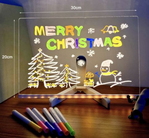 Pizarra magica 30*20cm luz led usb acrilico anotador dibujo