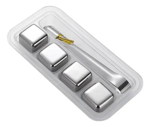 Set x 4 cubos de hielo de acero con pinza