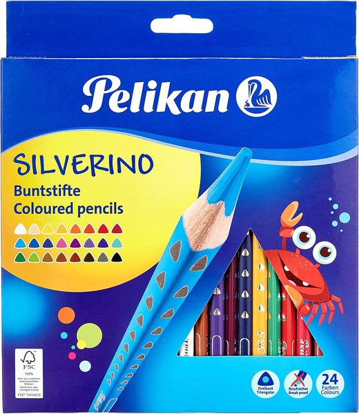 24 lapices de colores silverino pelikan