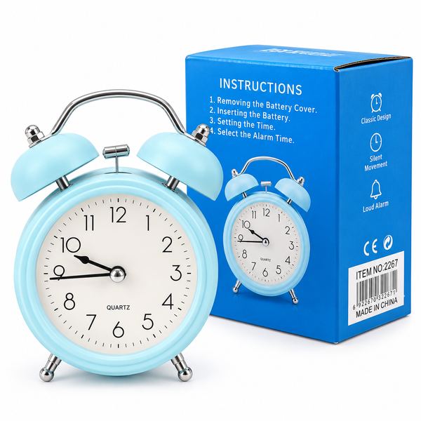 Reloj despertador clock caja azul