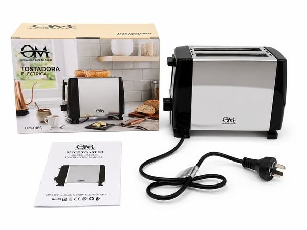 Tostadora electrica de 2 rebanadas en acero inoxidable