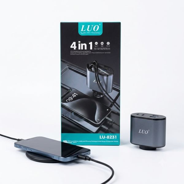 Cargador 4 en 1 para auto luo