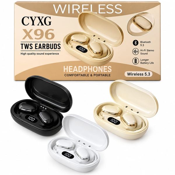 Auriculares inalambricos tws x96 bluetooth 5.3 estuche de carga tipo-c