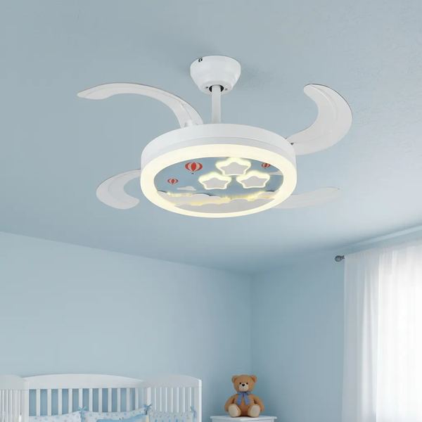 Ventilador de techo retráctil infantil con luz y control