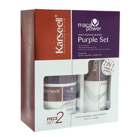 Tratamiento 2 en 1 karseell mascarilla + shampoo rubios grises violeta