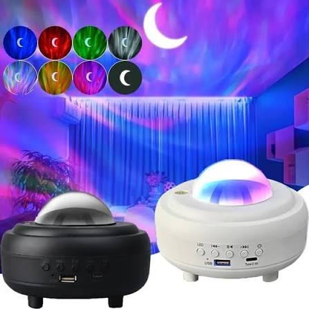 Parlante bluetooth galaxia aurora con luces caja azul