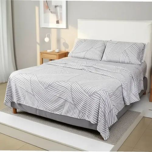 Juego de sabanas washed blanco paris estampada 600h 1 1/2
