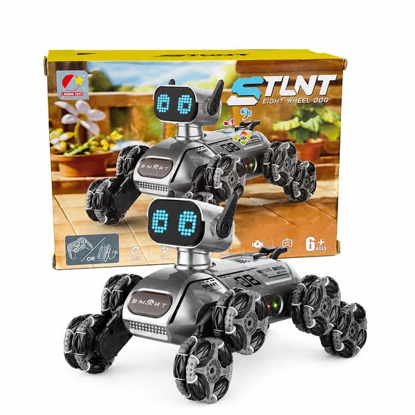 Auto perro con control remoto stunt eight wheel dog