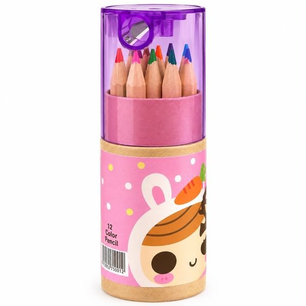 Pack x 12 lapices colores tubo infantil escolar