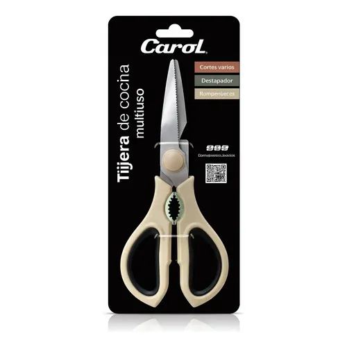Tijera multiuso carol acero inoxidable con corte multiuso color beige