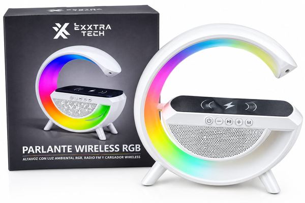 Parlante g cargador inalambrico bluetooth lampara led
