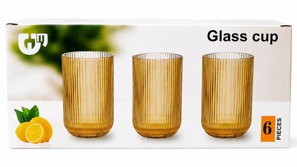 Set x6 vasos ámbar estriados