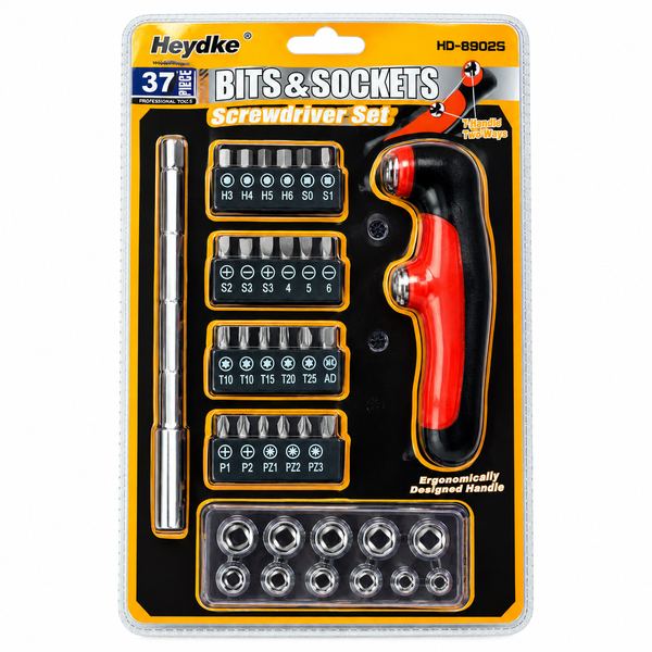 Set de 37 piezas de brocas y destornilladores heydke