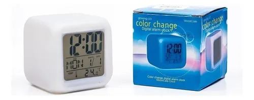 Reloj despertador digital con cubo luminoso y 6 colores led