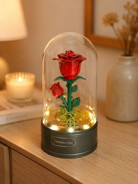 Caja musical rosa encantada con movimiento, luz y música