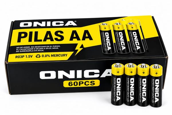 Pilas aa onica x60 de 1,5 v zinc carbón