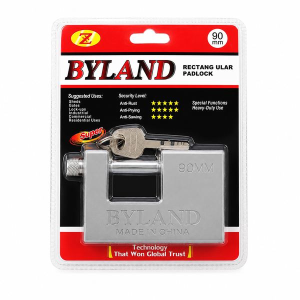 Candado rectangular byland 90 mm con llaves