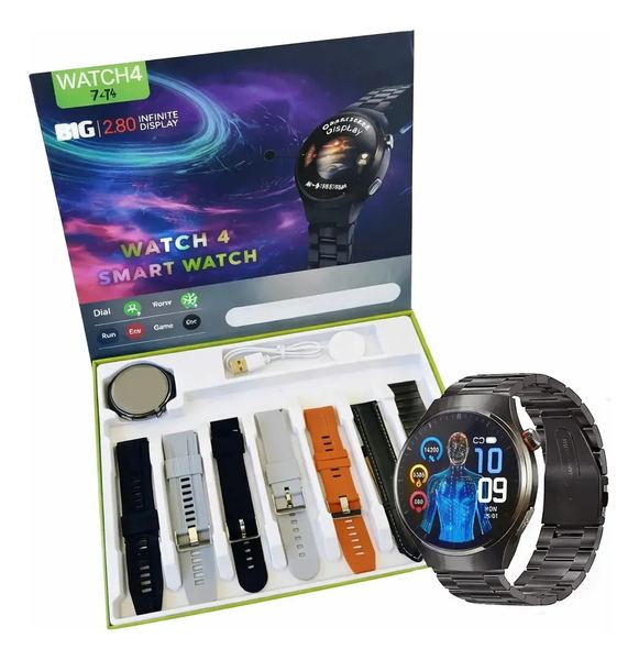 Reloj smartwatch táctil con llamadas, mensajes y 7 mallas
