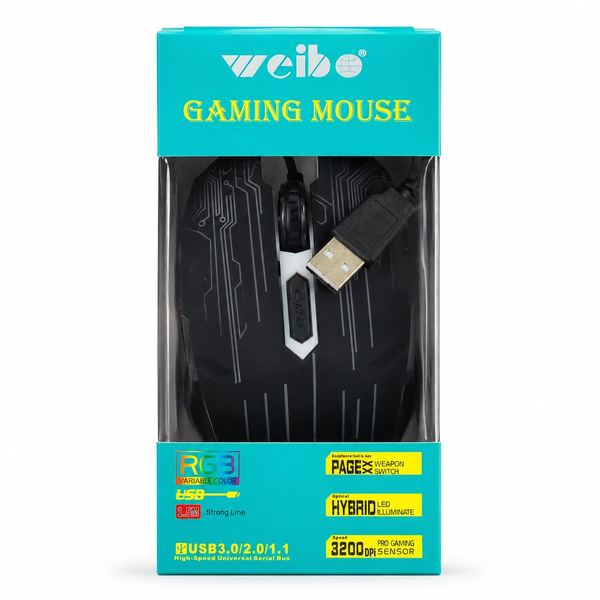 Cable usb gamer rgb weibo de 1,5 m para mouse