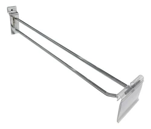 Gancho soporte con porta precio para panel ranurado
